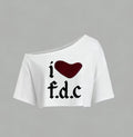 I Heart FDC rhinestone off-shoulder top