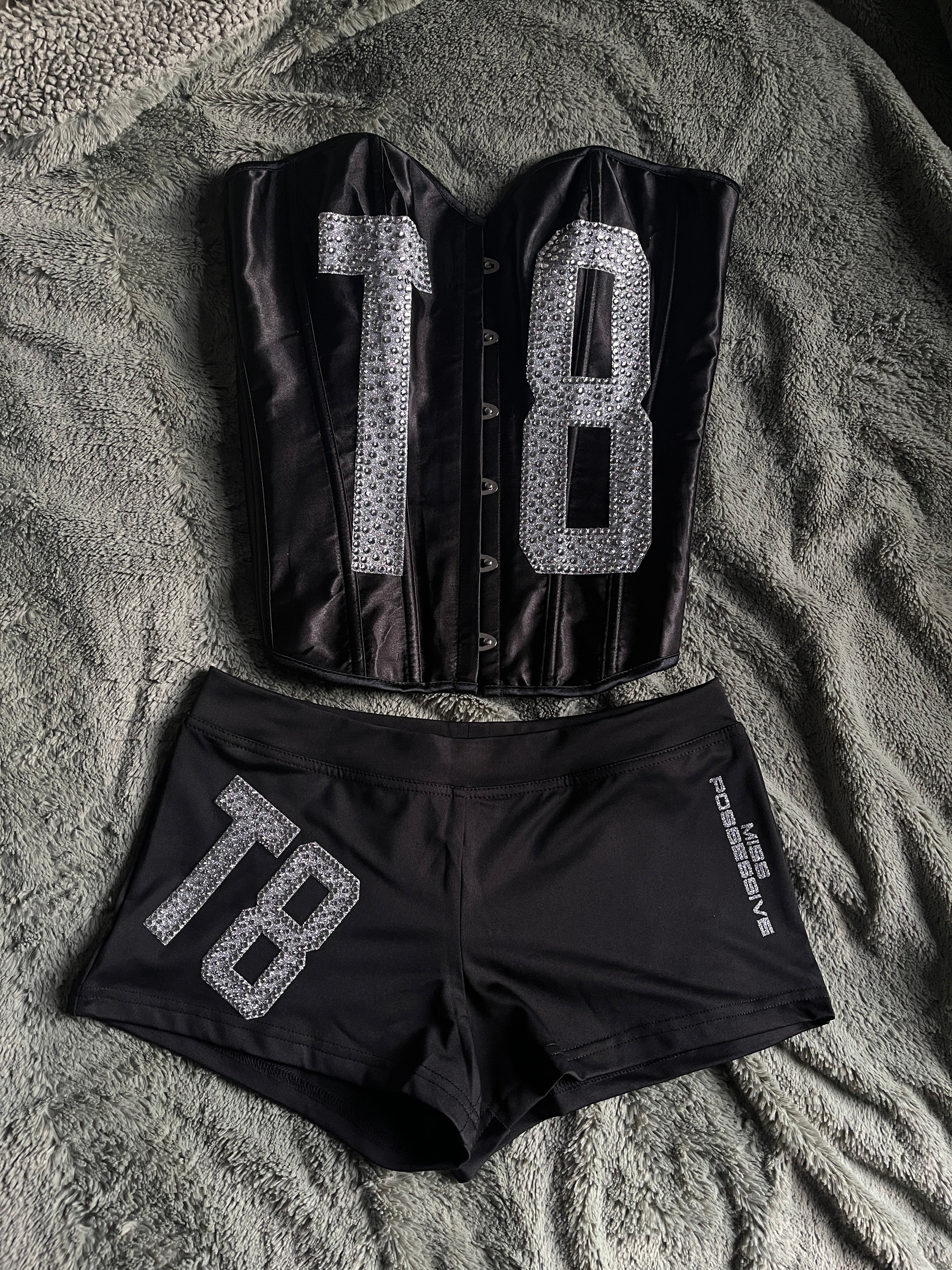 Tate Mcrae Black Corset and Shorts Set