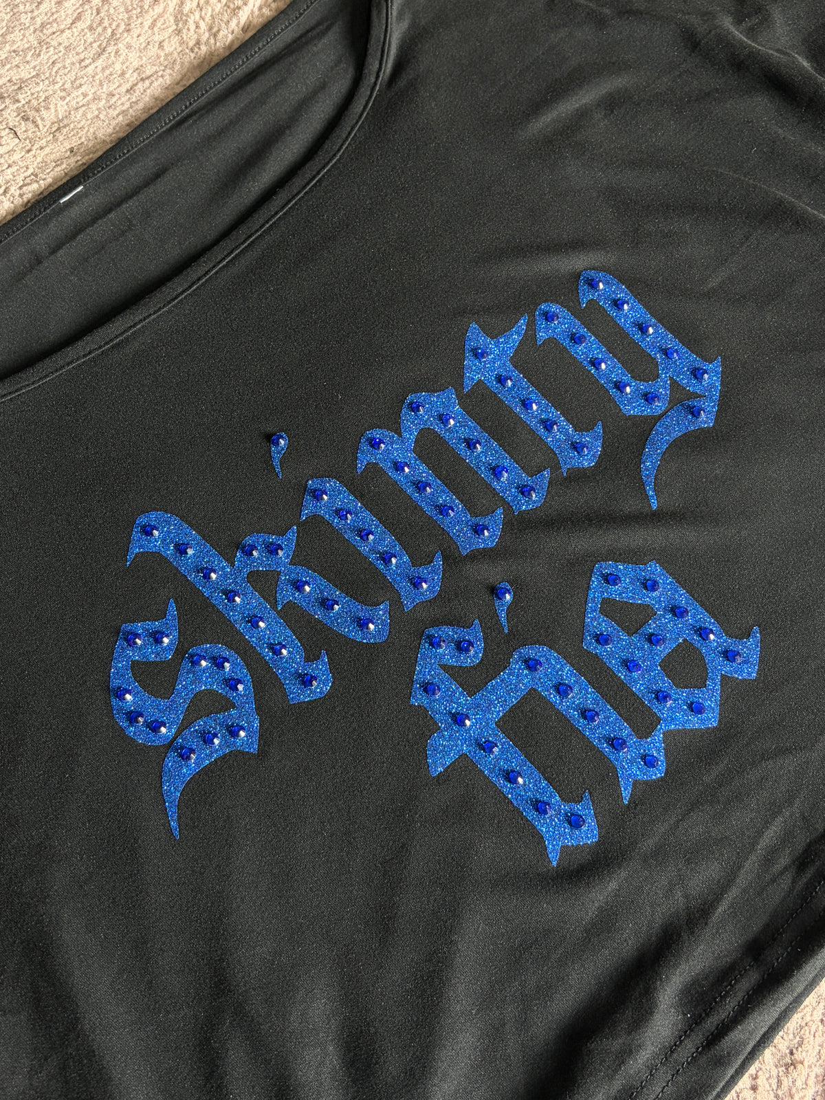 Skinty Fia Blue Rhinestone Off Shoulder Top