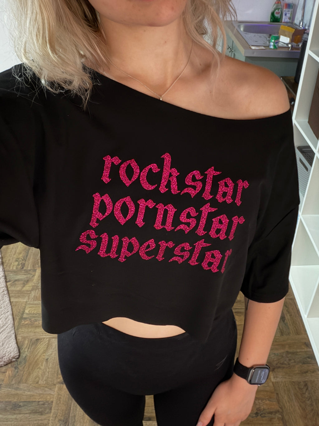 Fontaines DC Glitter Off-Shoulder Top