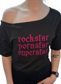 Fontaines DC Rhinestone Off-Shoulder Top