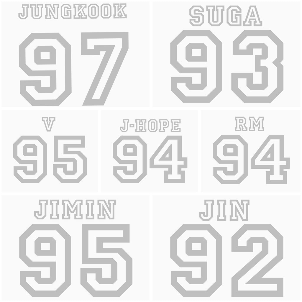BTS names double-sided rhinestone jersey