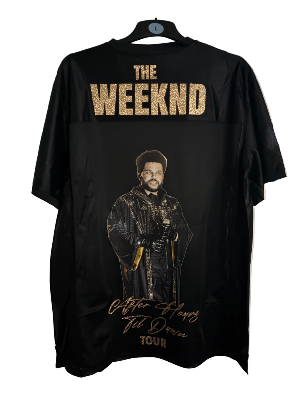 The Weeknd Rhinestone Portrait Jersey Gold