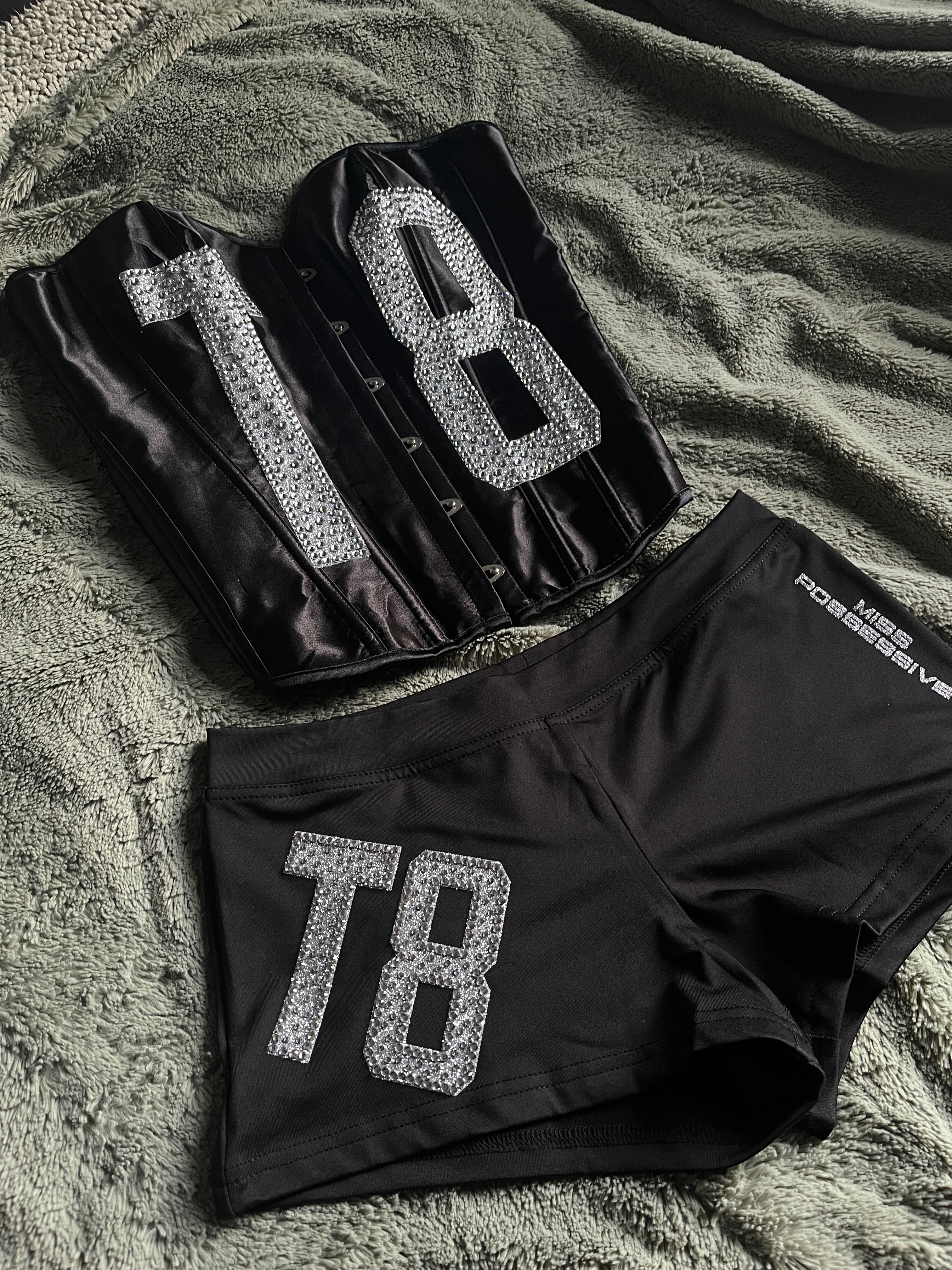 Tate Mcrae Black Corset and Shorts Set