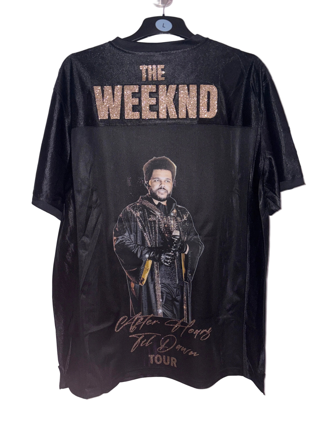 The Weeknd Rhinestone Portrait Jersey Gold