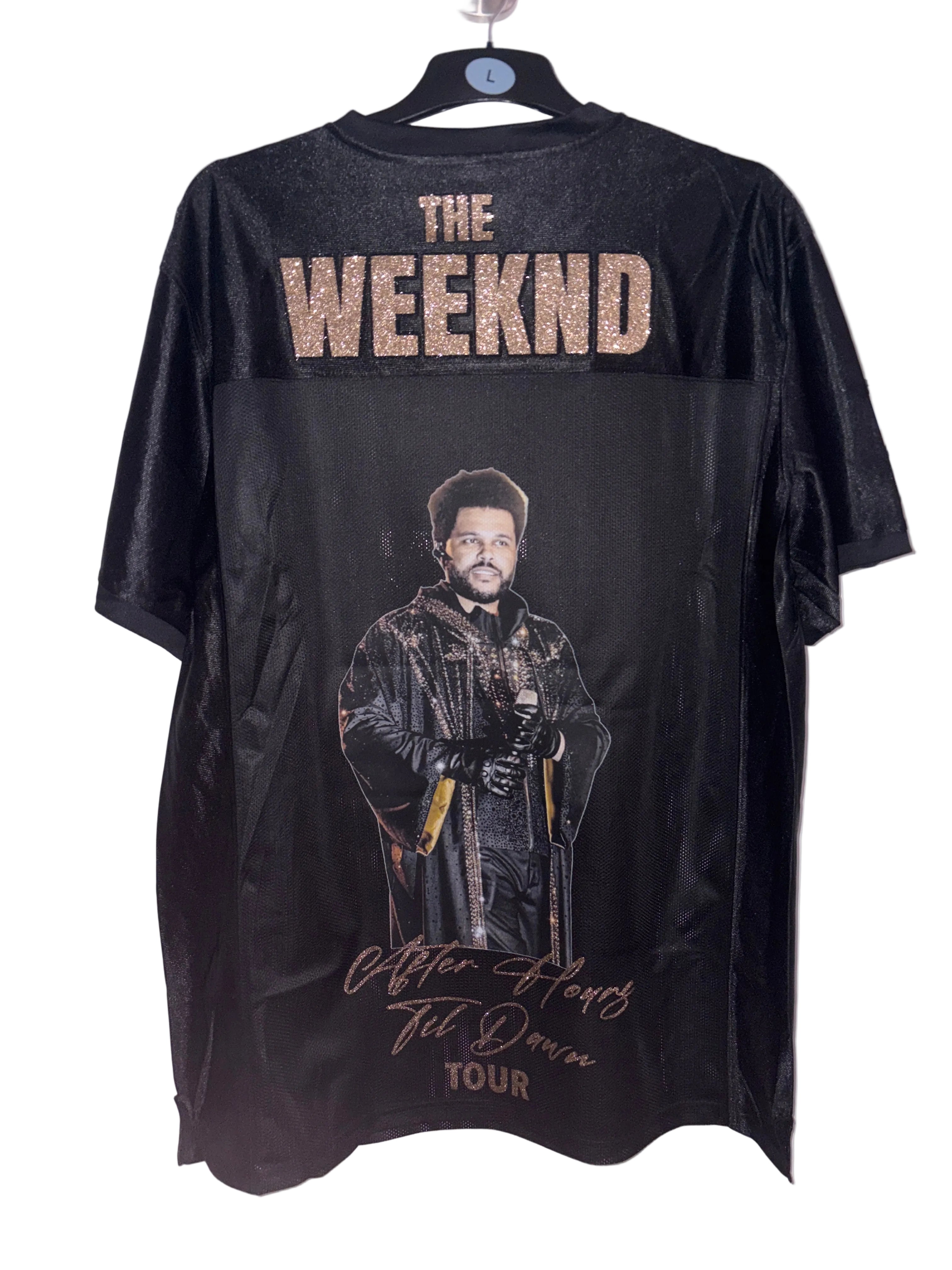 The Weeknd Rhinestone Portrait Jersey Gold