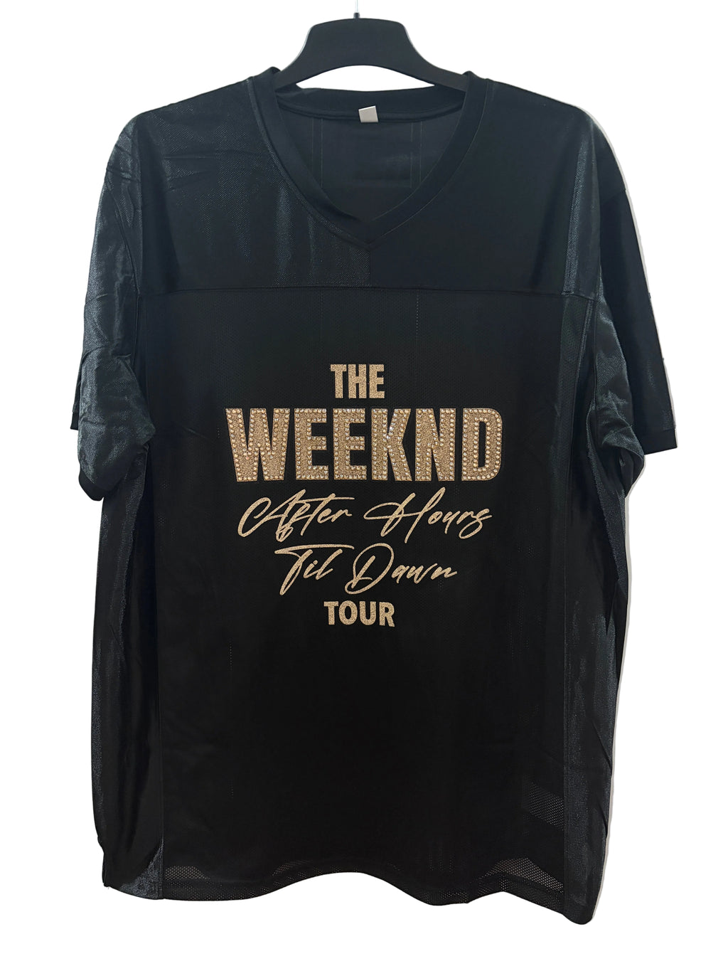 The Weeknd Rhinestone Portrait Jersey Gold