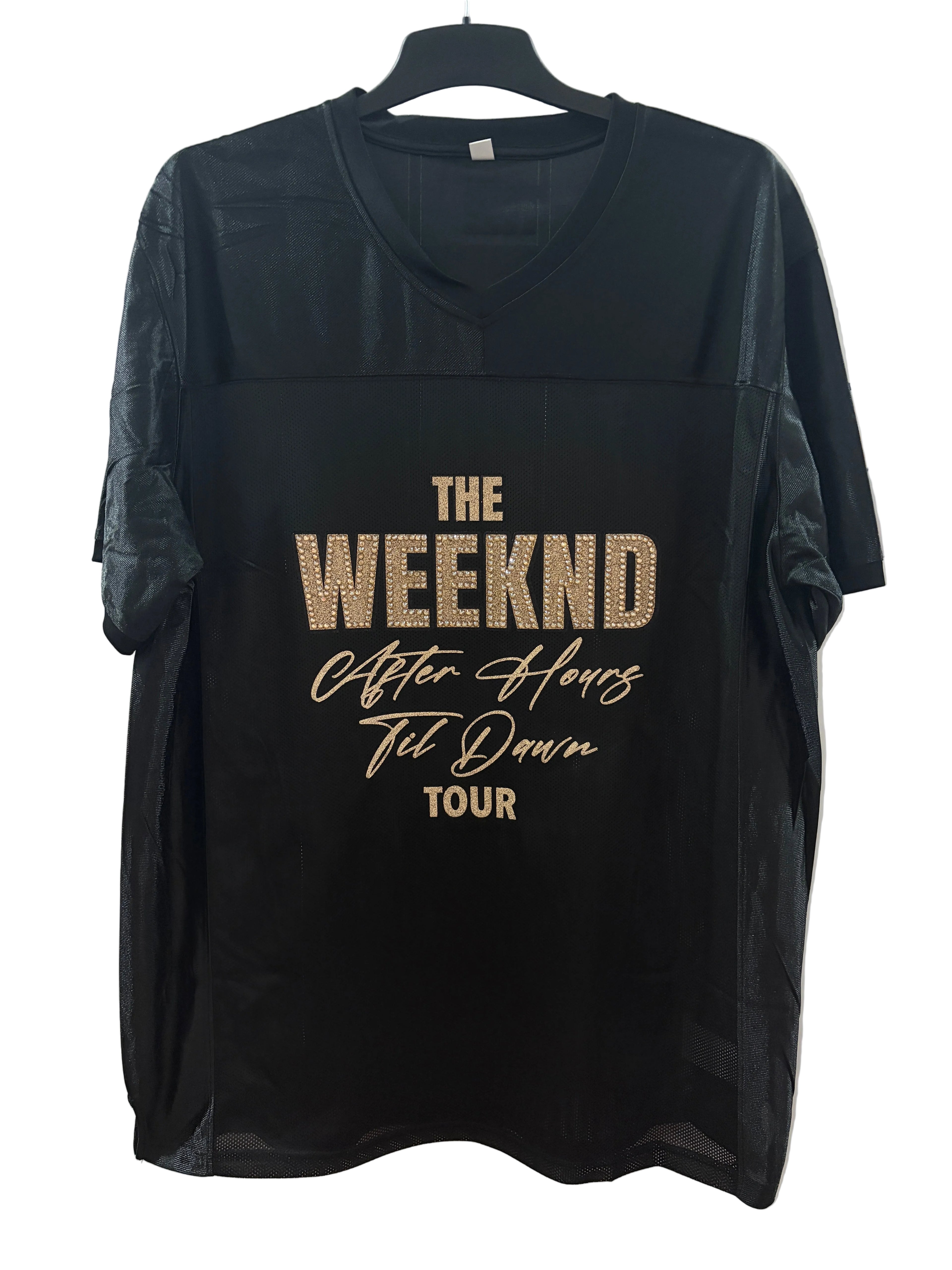The Weeknd Rhinestone Portrait Jersey Gold