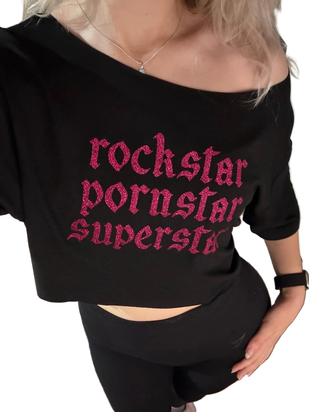Fontaines DC Glitter Off-Shoulder Top