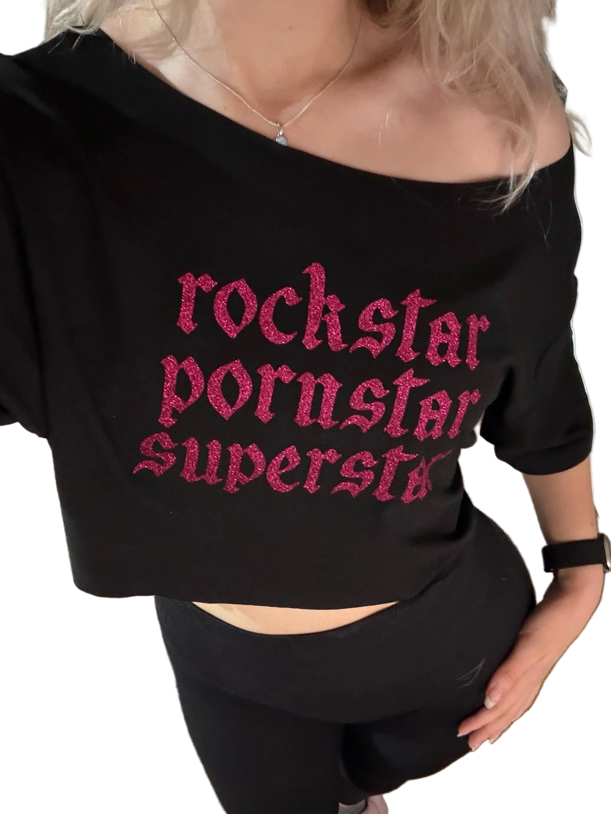 Fontaines DC Glitter Off-Shoulder Top