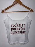 White Fontaines Vest with Red Text